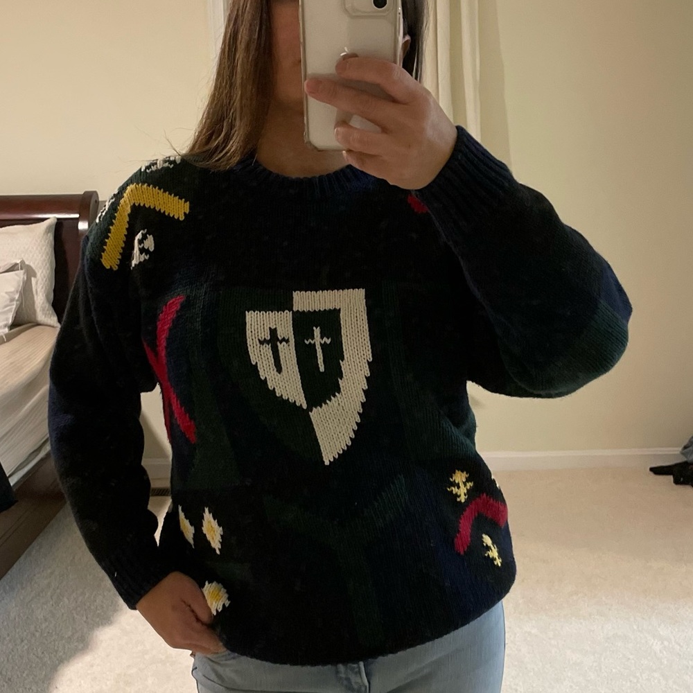Nautica Vintage Print Sweater Size M